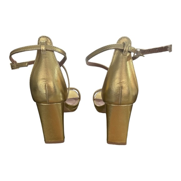 Chinese Laundry Gold Block Heels 6. - Picture 3 of 5